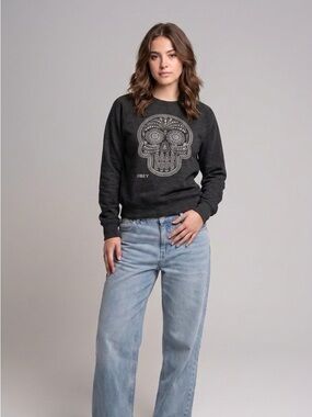 Obey Black Crewneck Sweatshirt with Sugar Skull Graphic